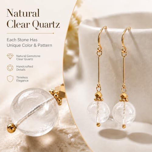 Natural White Quartz Earrings for Women Crystal Dangle Drop Jewelry Gift - image 2