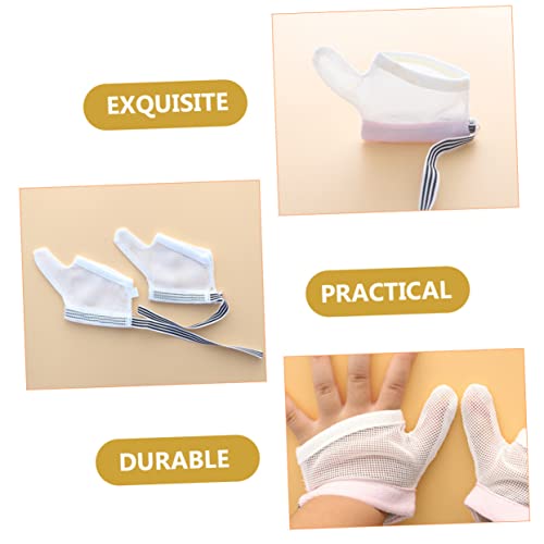 2pairs Adjustable Sucking Gloves of Finger Sucking Protectors for Boy Girl Soft Breathable Material Thumb Stop Tool Pink4