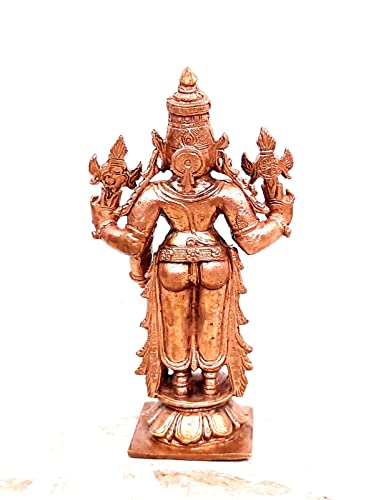 Image of Copper Srinivasa Perumal with Lakshmi Idol 3.9 in