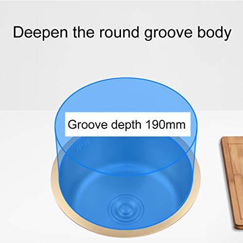 Bar Sinks Black Round Sink Kitchen Renovation Pool Round Single Sink Single Sink Under Counter 304 Stainless Steel (Color : Gold, Size : 3232Cm) #TOP5