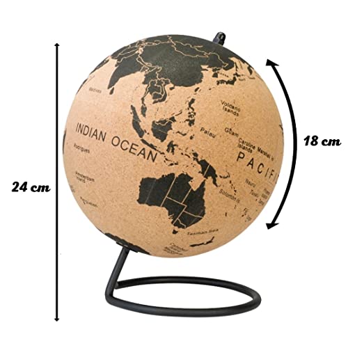 Globe terrestre 24 cm vintage liège mappemonde déco voyage - 3