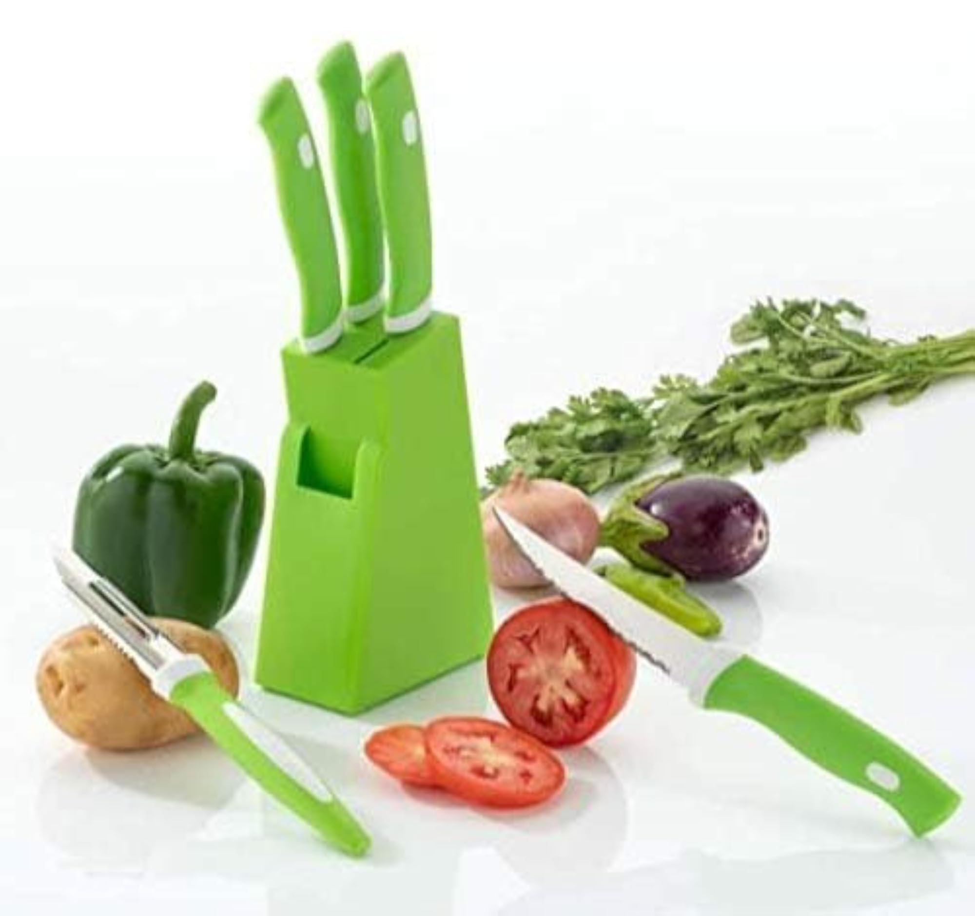 Green Knife Plastic Stand, Sturdy and Stylish Knife Holder