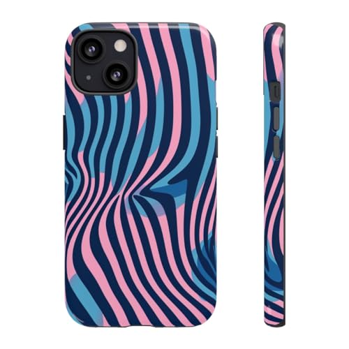 Coque rigide iPhone 13 brillante ondulée bleu rose pour éviter les rayures