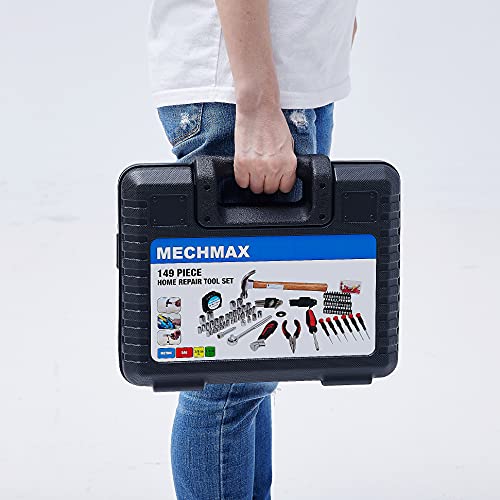 MECHMAX Home Repair Tool Set 149 Piece with Tool Box Storage Case, for Household, Garage, Apartment, Dorm, New House, Back to School, and as A Gift