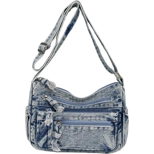 Denim Purse for Women Jean Crossbody Handbags Shoulder Casual Retro Style Lightweight Tote Bag