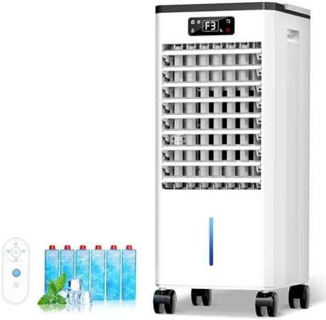 Feculs Portable Air Conditioners No Windows Needed, 3-IN-1 Swamp Cooler, Evaporative Air Cooler, 4 Modes & 3 Speeds, 2-Gal Water Tank for Long Cooling, Max 20 FT/S Remote Control, 12 Hours Timer