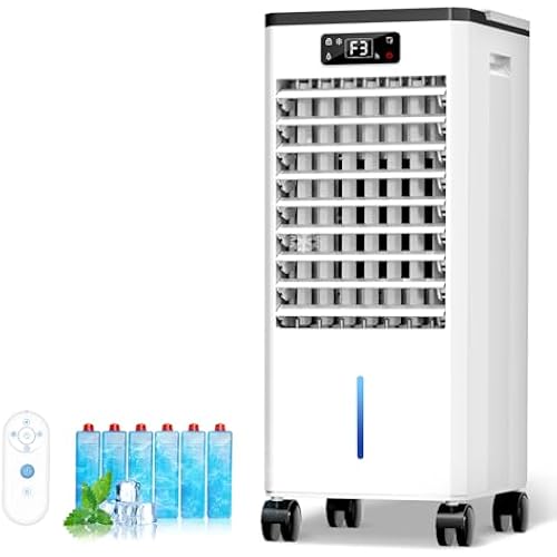 Feculs Portable Air Conditioners No Windows Needed, 3-IN-1 Swamp Cooler, Evaporative Air Cooler, 4 Modes & 3 Speeds, 2-Gal Water Tank for Long Cooling, Max 20 FT/S Remote Control, 12 Hours Timer