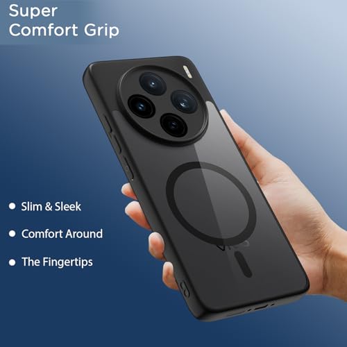 Image of Amazon Basics Back Cover for Vivo X200T 5G Compatible with Mag-Safe Smoke Back | Shockproof Design | Hard Transparent Back Case (Black Smoke Mag-Safe)