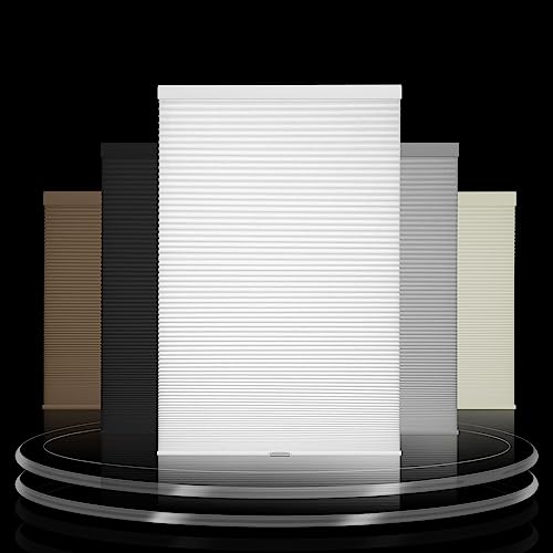 Boolegon Cordless Blackout Cellular Shades Customized Honeycomb Blinds Pull Down Thermal Insulated Window Shades For Home, Bedroom And Kitchen,Easy To Install. Blackout White.custom Size #TOP6