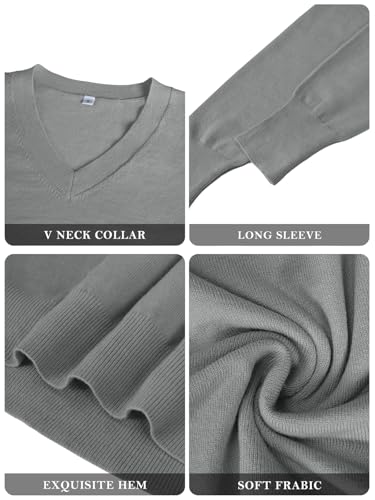 Image of Women's Spring Sweaters 2026 Casual Long Sleeve Pullover V Neck Lightweight Sweatshirts Cute Blouse Tops