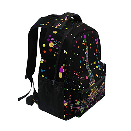 Alaza Night Paris Eifel Tower Colorful Polka Dot Stylish Large Backpack Personalized Laptop Ipad Tablet Travel School Bag With Multiple Pockets For Men Women College #TOP1