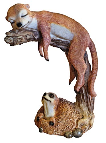 Fachhandel Plus Erdmännchen auf Baumstumpf Scharrtier Skulptur Surikate Statue Figur Cover