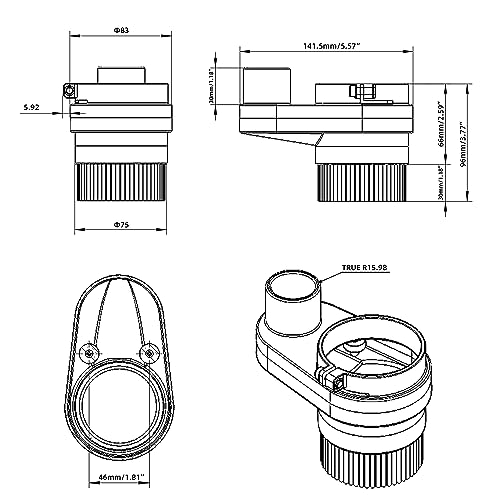 Image of FoxAlien 69mm Diameter Dust Shoe for CNC Router Machine, Compatible with 52mm Spindle Motor and 65mm Router, Hose Diameter 38mm