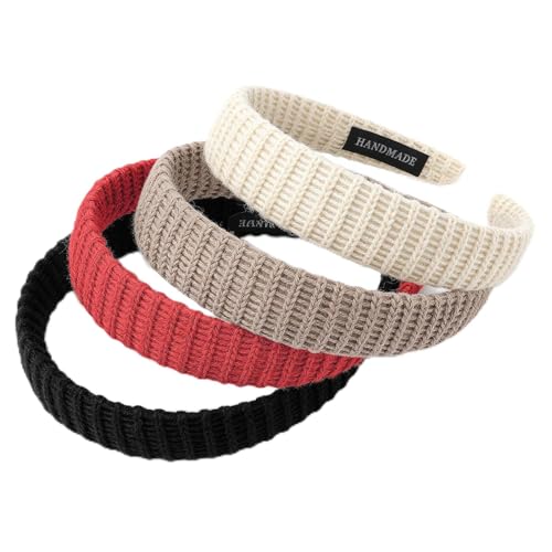 Image of DRESHOW 4 Pack Headbands for Women Thin Knitted Hairbands Turban Vintage Boho Head Bands Fashion Non Slip Head Wraps Hoop Hair Accessories