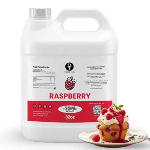 Dolce Flav Raspberry Flavoring Oil for Desserts, Restaurant Size, 32 Fl Oz
