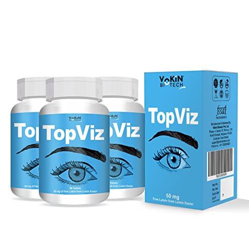 Image of Vokin Biotech TopViz Eye Care Supplement to Improve Vision, Blue Light & Digital Guard (Lutein, Zeaxanthin) - 60 Vegetarian Tablets (Pack of 3)