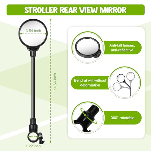 Image of Stroller Mirror, Stroller Accessories Easily Attaches to Most Strollers for See Your Baby, the Perfect Companion for Walking and Jogging Parents
