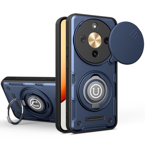 Protection Honor X70 5G antichoc ultra résistante avec cache caméra et support bleu