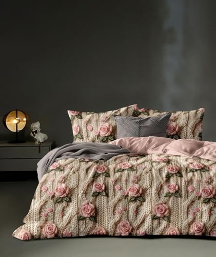 Image of 350 TC Premium Heavy Cotton 7D Print Fast Colour Feel Elastic Fitted Floral Bedsheet Double Size(72 X 72 X 8) with 2 Pillow Covers Size(17 x 27) Double Bed (Double 72x72) (Beige)