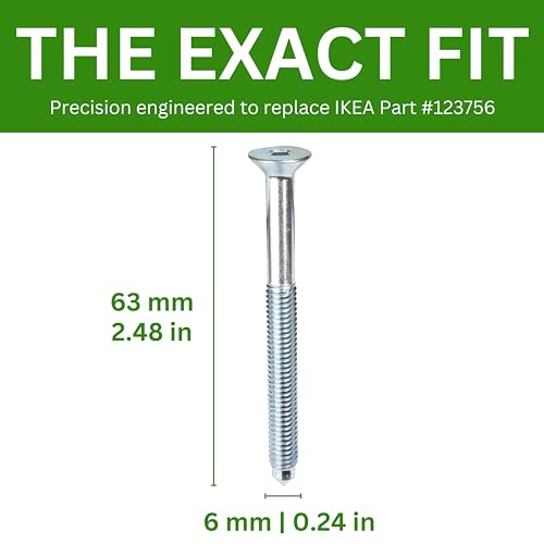 Spare Hardware Parts Bed Frame, Table, Shelf, Cabinet, Wardrobe, Chest, Dresser, Stand Long Screw (Replacement for IKEA Part #123756) (Pack of 8)