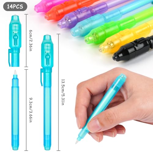 OFFCUP Invisible Ink Pen, 14pcs Spy Pen with UV Light - Image 2