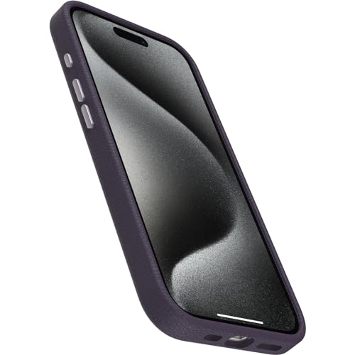 Image of OtterBox iPhone 15 Pro Symmetry Cactus Leather for MagSafe - Plum Luxe (Purple), sustainably sourced, Snaps to MagSafe, Ultra-Sleek, Raised Edges Protect Camera & Screen