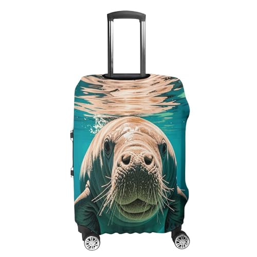 Manatee Animals Luggage Cover Elastic Suitcase Protector Case Anti-Scratch Washable Baggage Covers Protector For Traveling, Aircraft Consignment L4