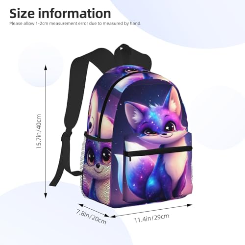 Casual Backpack Large Capacity Multipurpose Anti-Theft Carry On Bag for Hiking Outdoors Running, Starry Sky Neon Fox Bags, Travel Daypack Bookbag Durable4