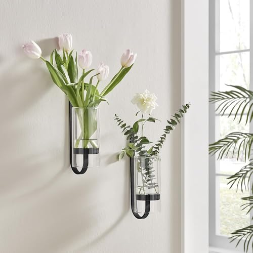 2 Piece Iron Glass Vase Bottle Flower Vase Hanging Metal Plant Stand Metal Iron Creative Wall Hanging