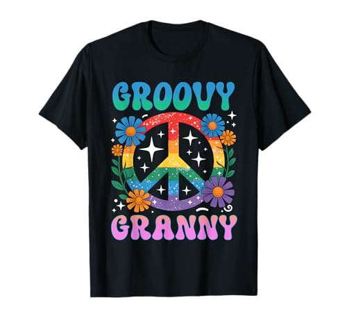 Groovy Granny Floral Hippie Funny Mother's Day Mom Women T-Shirt