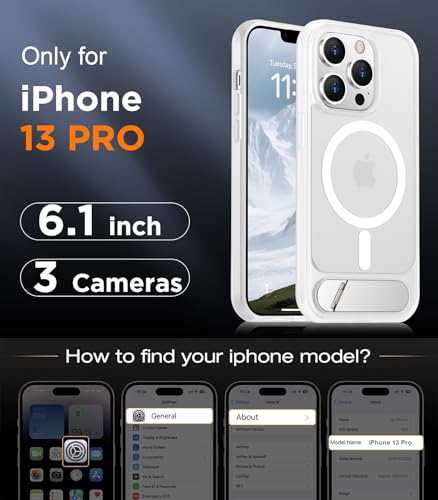Image of Magnetic Compatible with iPhone 13 Pro Case, [Built-in Invisible Kickstand][Compatible with MagSafe] [Military Grade Shockproof] Slim Translucent Matte Phone Case for iPhone 13 Pro 6.1 inch