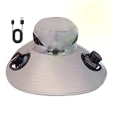 Genérico Ventilador Solar - Sol UV a Borde Amplio con Ventilador Solar Integrado para Uso al Aire Libre | Jardín refrigerado para Senderismo, Camping, voyag