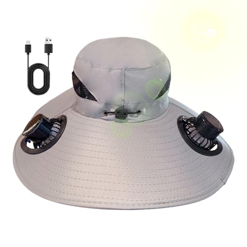 Genérico Ventilador Solar - Sol UV a Borde Amplio con Ventilador Solar Integrado para Uso al Aire Libre | Jardín refrigerado para Senderismo, Camping, voyag