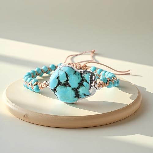 Image of YGLINE Natural Stone Bracelet 5 Wraps Bracelet Handmade Blue Color Boho Bracelet for Women Bracelet