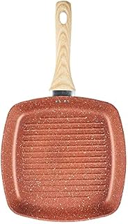 Sovereign Stone Copper Griddle with Ergonomic Handle - Healthier, Quicker and Cleaner Cooking - Steak Pan, Non Stick Griddle, Pan Grill (25cm)