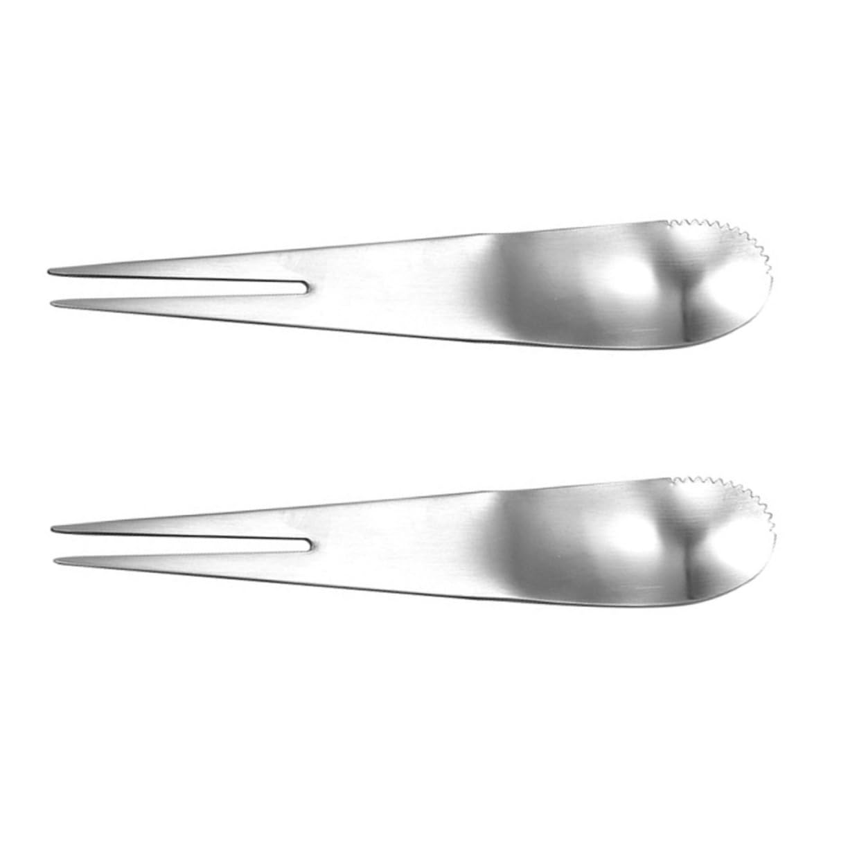 BEBEMOKO 2Pcs Stainless Steel Dessert Forks and Fruit Puree Scrapers Integrated Tableware Simple Design Easy to Clean for Family Gatherings and Afternoon Tea