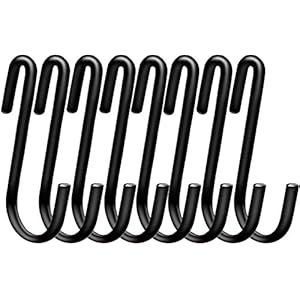 Swatowot 20 Stück robuste S-Haken, 6 cm, S-förmige Hängehaken, große Kleiderbügel für Küche, Bad, Schlafzimmer und Büro (20 Stück, klein, schwarz)