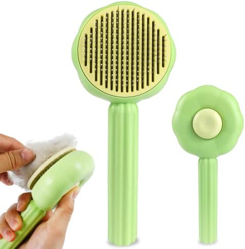 Nepfaivy Cat Dog Brush for Grooming - Cat Brush for Short Haired & Long Haired, Self Cleaning Cat Grooming Brush, Pet Pumpkin Cat Hair Brush for Removing Loose Fur and Dirt