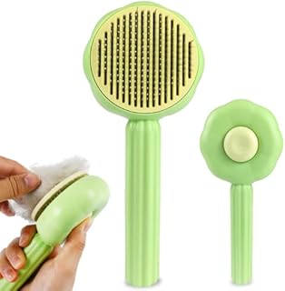 Nepfaivy Cat Dog Brush for Grooming - Cat Brush for Short Haired & Long Haired, Self Cleaning Cat Grooming Brush, Pet Pumpkin Cat Hair Brush for Removing Loose Fur and Dirt