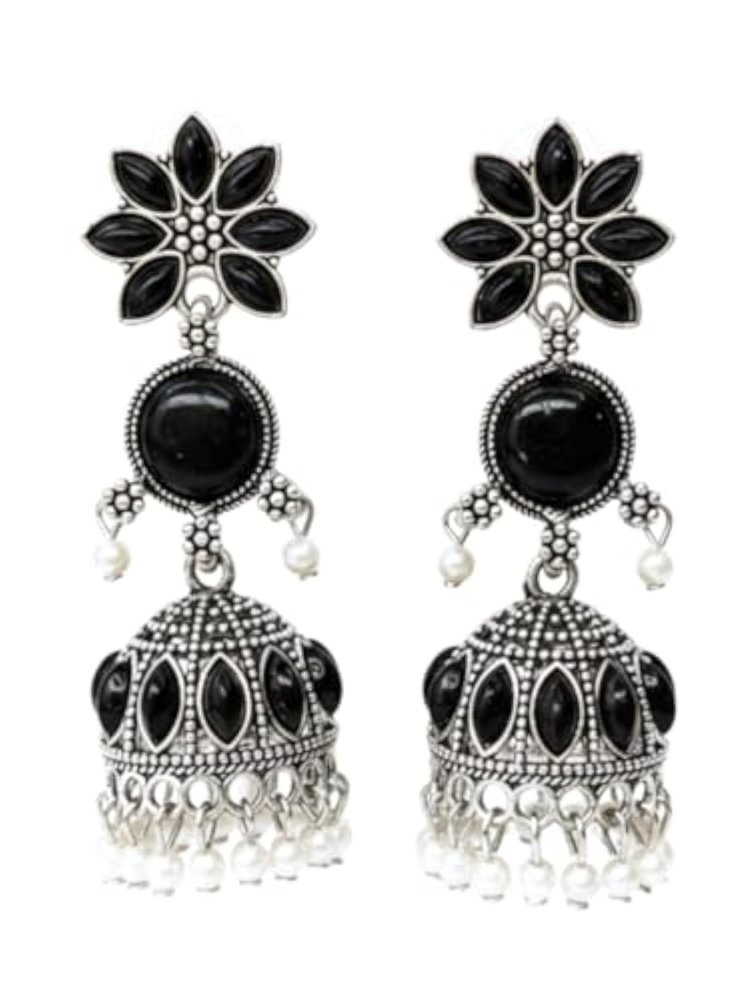 Women's Stylish Oxidised Silver Stud Earrings