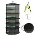 HYDGOOHO Herb Drying Rack Net Dryer 6 Layer 2ft Black W/Green Zippers Mesh Hydroponics (6Tier-D24xH47.6inch with Pruning Shear)
