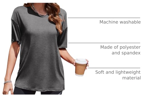 Image of Ekouaer 2 Pack Womens Tops Short Sleeve Oversized T Shirts Summer Spring Tops 2025 Basic Casual Tee Top S-XXL