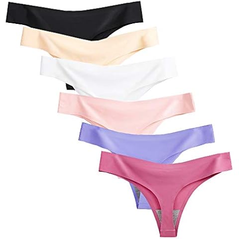 Nightease Ropa Interior Tanga de Seda de Hielo para Mujeres Paquete de 6 Sin Costura Bragas Cover