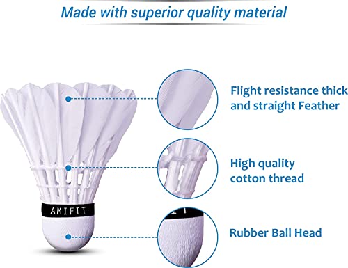 AMIFIT Steller Gold Series Feather Shuttlecock, Pack of 3 (White) 3 41VSOagCecL