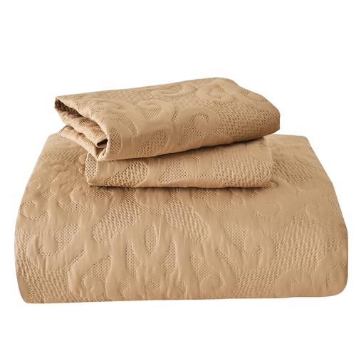 Image of Kingnex Oversized King Bedspreads 128x120 Khaki