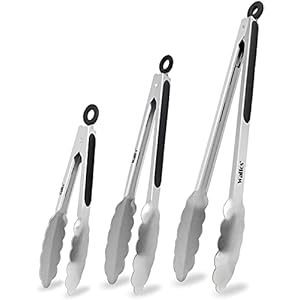 Walfos Kitchen Tongs Stainless Steel Meat Tongs Kitchen for Cooking, 18 cm, 23 cm and 30.5 cm Kitchen Tongs Set of 3