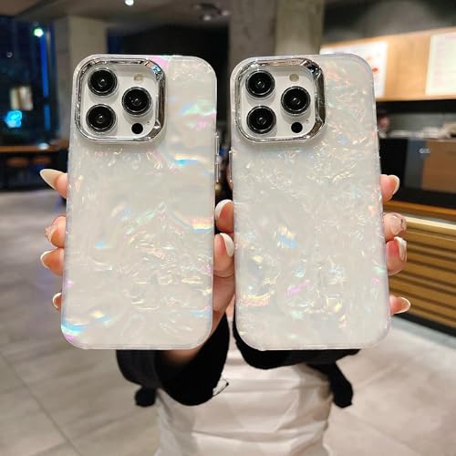 Image of COVERLY for iPhone 12 Pro Holographic Marble Glitter Case,Luxury Laser Colorful Dream Hard Shell Phone Case Camera Lens Protection Bling Nebula Shockproof Aesthetic Cover for Apple iPhone 12 Pro