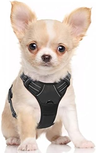 rabbitgoo No Pull Dog Harness Medium, Front Clip Pet Vest Harness with Handle Adjustable Dog Padded Harness Reflective Mesh Lightweight Dog Harness for Outdoor Training Walking Black