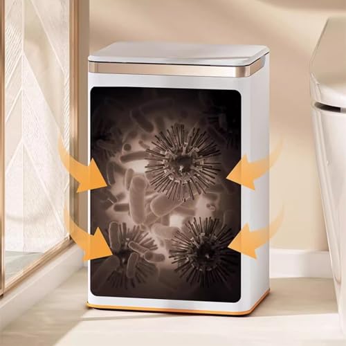Papelera rectangular de plástico con tapa y ruedas 13L miniatura 6