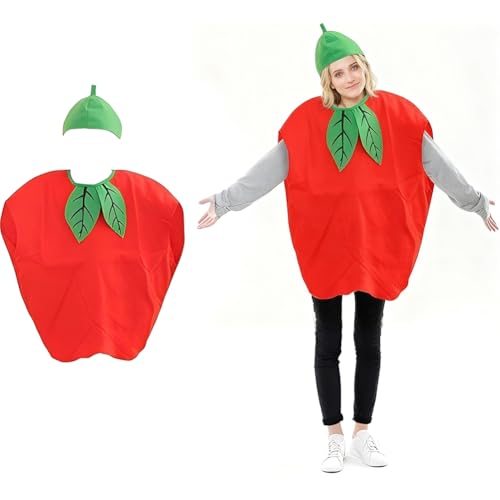 SYTTNUM Fato divertido de Cosplay, disfarce de fruta de maçã para adultos, fantasia de fruta divertida de carnaval para Halloween, festas temáticas, jogos de encenação